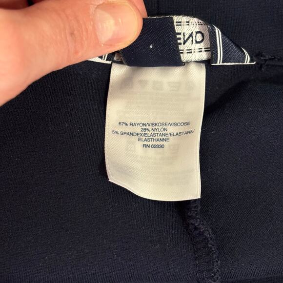 Lands End Legging Womens Large Navy Ankle Basic Elastic Waist High Rise Thick - Picture 10 of 11